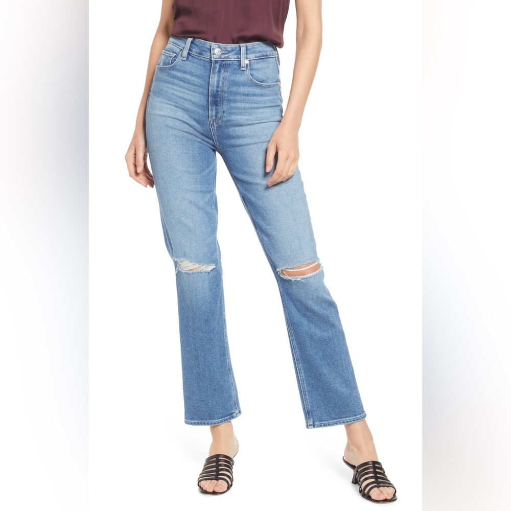 PAIGE Stella Distressed Straight Leg Jeans - Filmore 34